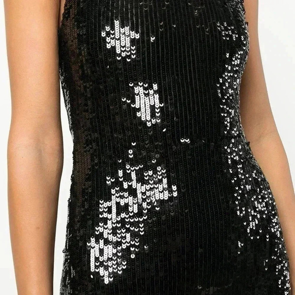 NWT Alice + Olivia Delora Black Sequin Mini Sheath Sleeveless Party Dress Size 6 - Picture 5 of 9